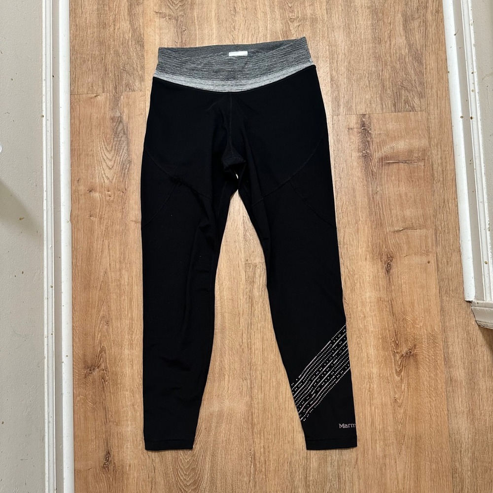 Marmot | Women's Black‎ Gray Athletic Workout Capri Cropped Leggings, Size L